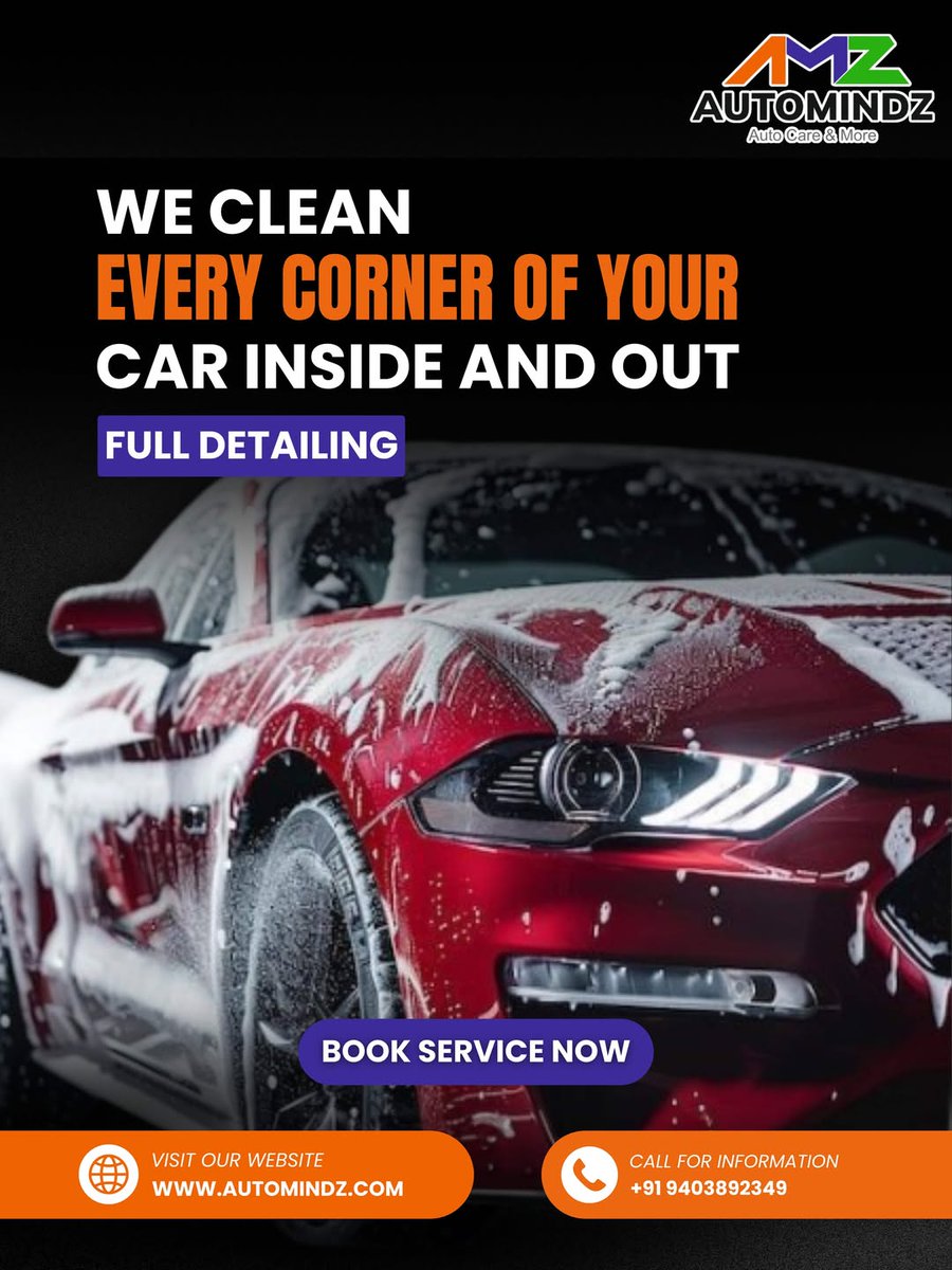 GavinStibbamx's tweet photo. Your car deserves more than a rinse. Our full detailing covers seats, dashboard, door panels, paint, wheels, and more. Spotless inside, showroom-ready outside. Book your session today: +91 9403892349 https://t.co/0vZibdMObg