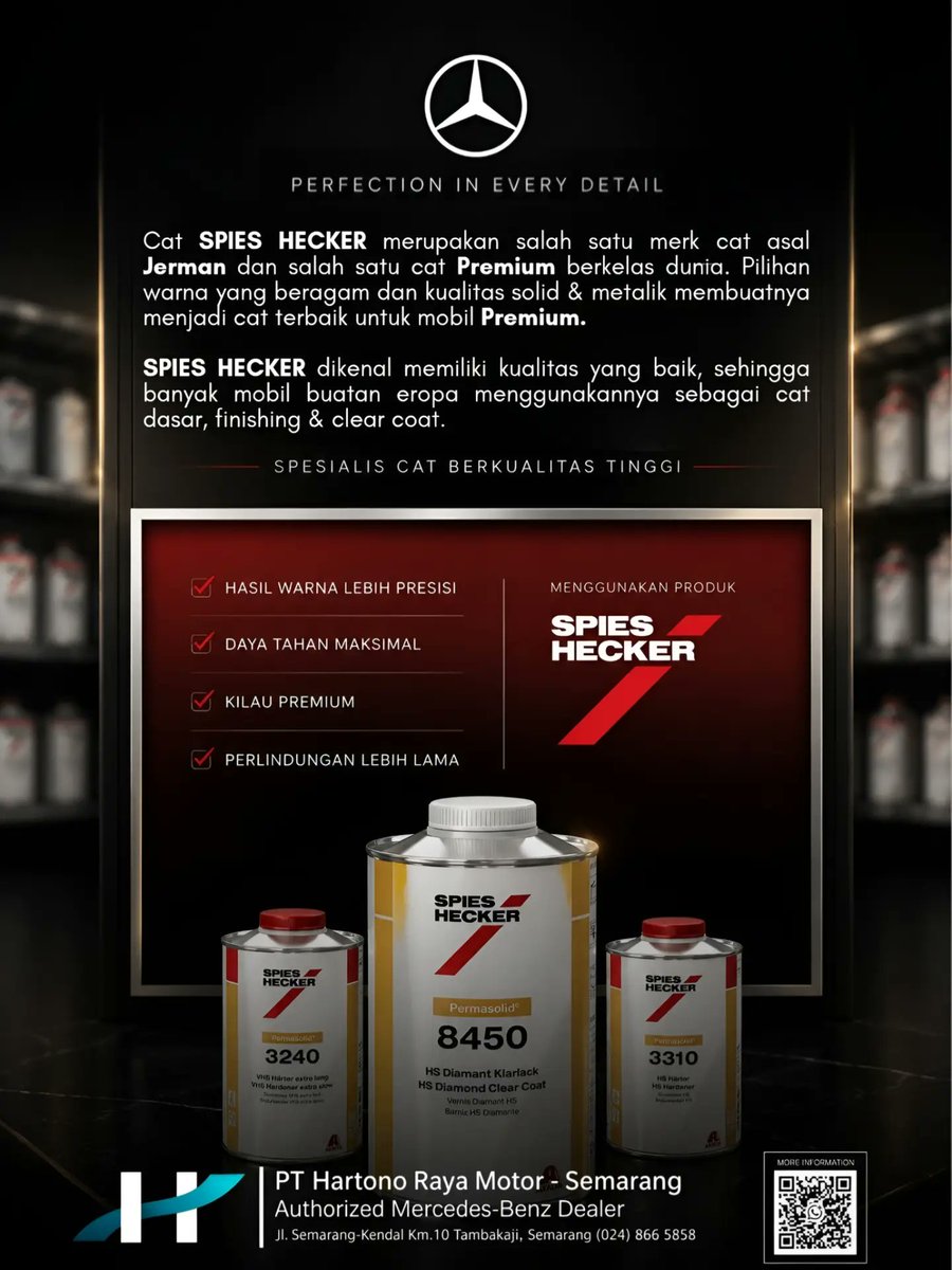 LakendraSalvant's tweet photo. Spies Hecker, sistem refinishing premium asal Jerman untuk color matching presisi, finishing halus, dan hasil akhir berkualitas pada kendaraan premium. Percayakan body repair dan insurance claim Anda kepada Hartono Raya Motor Semarang. https://t.co/SpFBGEcFVg