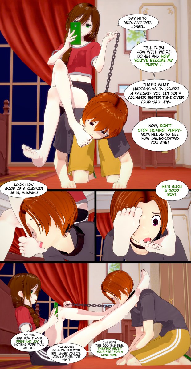 sammyssister4's tweet photo. I usually write older sisters domming their younger brothers, but I though a little change of pace might be nice~! I think it's a little hot having a younger sibling basically dom you and lose all respect for you. Enjoy!

Full comic available at: https://t.co/rEVTvN8Xgw https://t.co/ExGfmzFgET