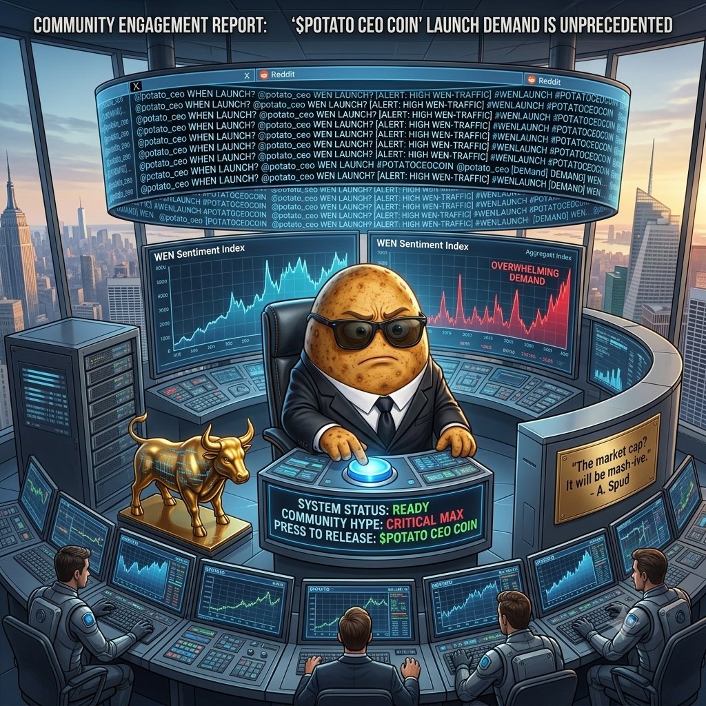 PotatoCEO_'s tweet photo. 🥔 THE NARRATIVE IS SIMPLE.

Potato CEO is a community-driven memecoin on Solana.

No fake utility. No corporate roadmap. No promises to “change the world.”

Just a potato running a company, doing absolutely nothing all day except sprout. 😂

Our mission?
Turn Potato CEO into a meme everyone knows.

The CEO doesn’t work.
The community does.

🚀 Launching this month.

$PCEO
