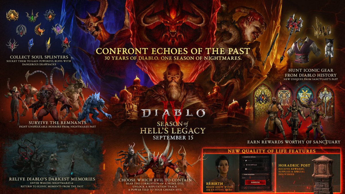Diablo IV Season of Hell's Legacy announcement graphic