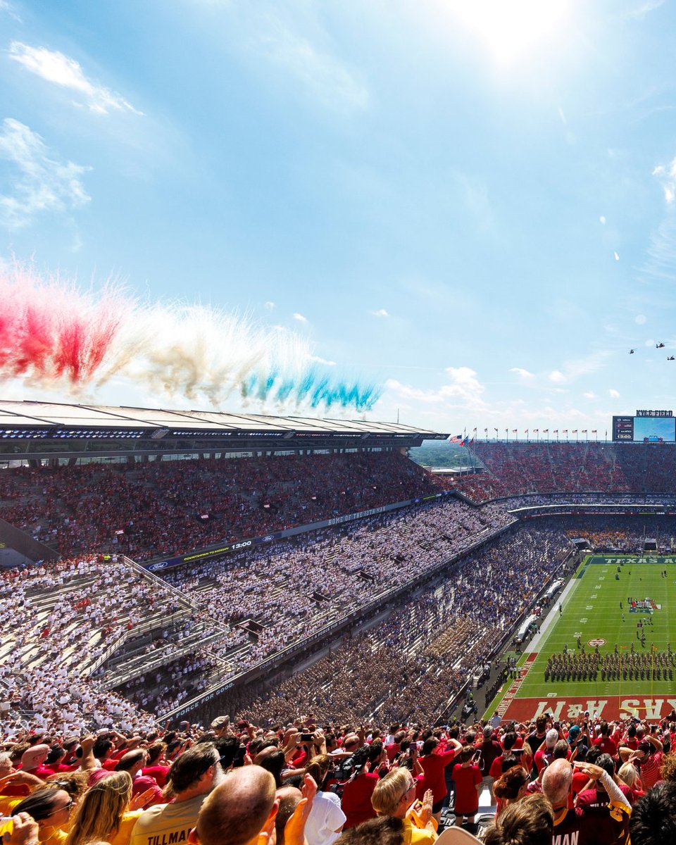 TAMU's tweet photo. Kyle Field wrapped in Red, White &amp; Blue 🇺🇸

#BTHOArizonaState https://t.co/LrXHbWHxnN