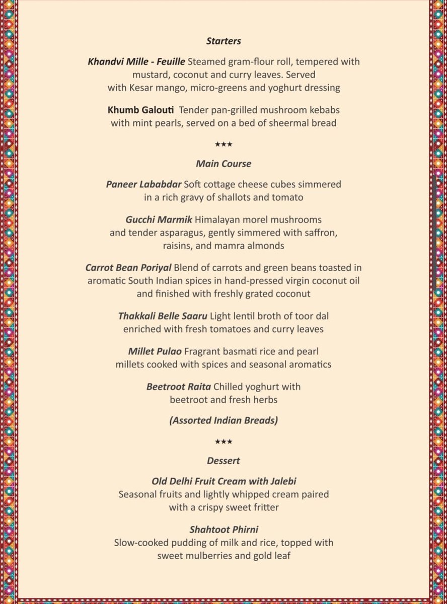 MahuaMoitra's tweet photo. Would I be a bad MP if I advised the visiting BRICS leaders to give this menu a miss &amp; get security to nip down to the nearest Karims &amp; bring back some Burrab Kababs… https://t.co/df293BYco4