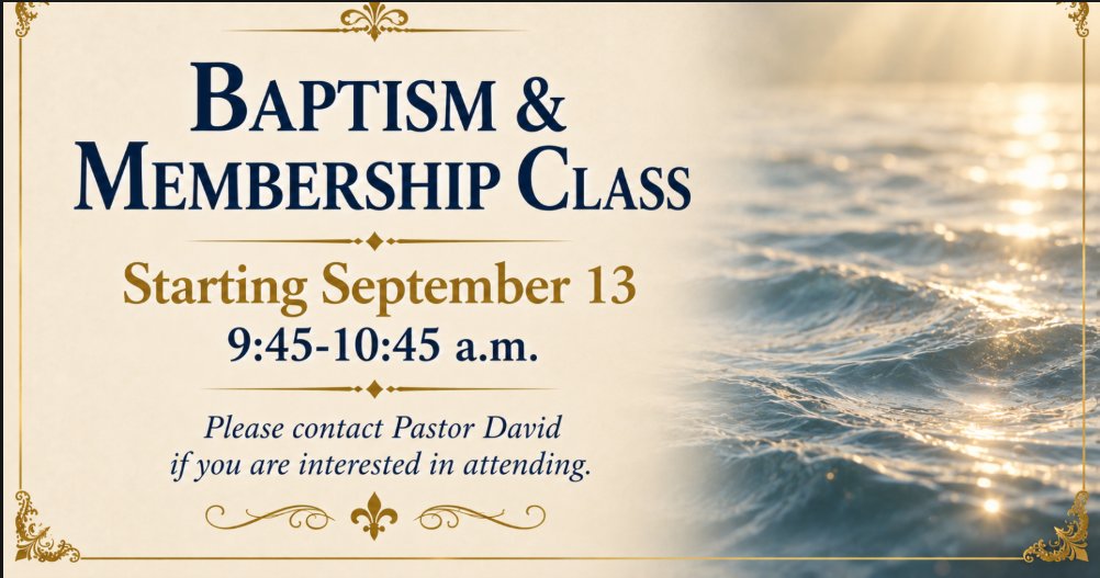 JSBChurch's tweet photo. Interested in baptism? Register for the baptism class starting tomorrow. Contact info@jsbc.org https://t.co/IH5EtdvLSI