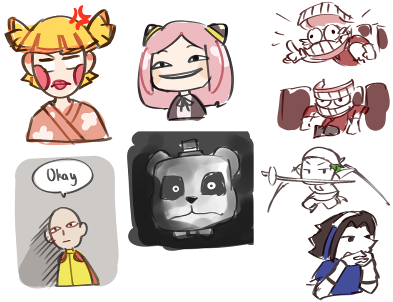 Spirited__Smile's tweet photo. The Doodles I made during the stream! 
hehe! Thank you Bin for having me!! https://t.co/YVxejxEbRH