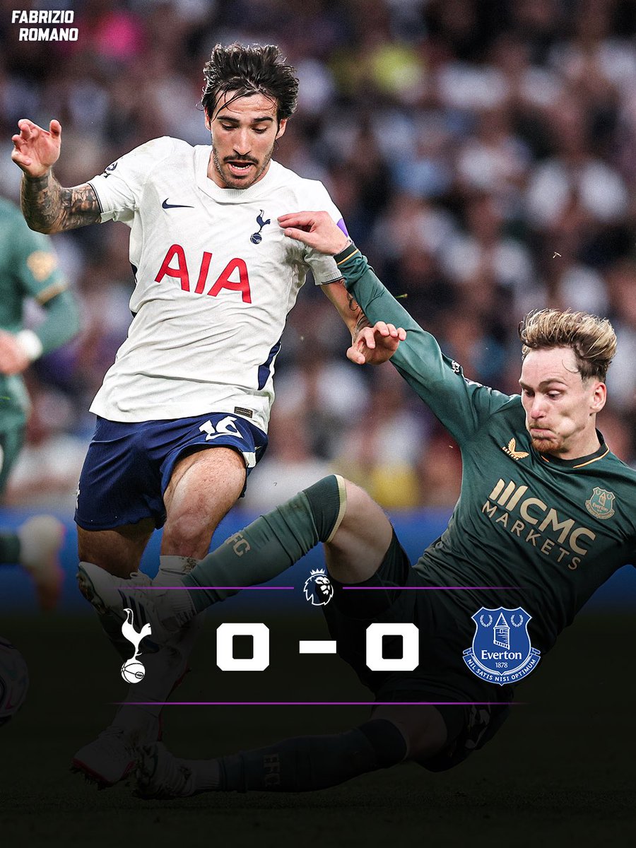 FabrizioRomano's tweet photo. 🚨 Tottenham and Everton share points!

Zero goals scored in four Premiel League games for Spurs. 0️⃣❌

Who’s been your Man of the Match? https://t.co/ZFxNvQjtIO