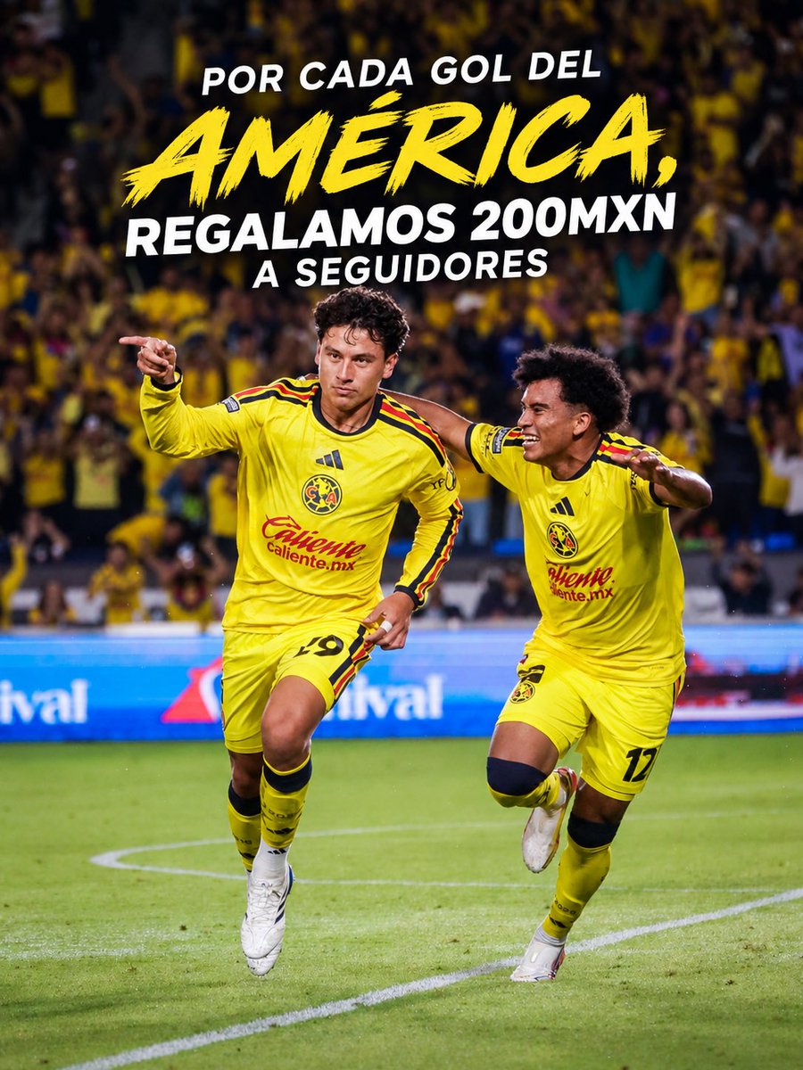 ResacaAmerica's tweet photo. HOY TODOS GANAMOS. 👀

Por cada gol que anoten nuestras águilas el día de hoy  vamos a regalar 200mxn a 10 usuarios en los comentarios.💰

Deja tu comentario para participar. Obligatoriamente debes ser mexicano. 🇲🇽

¡¡SUERTE A TODOS!! 🙌 https://t.co/XR9Nsl02lq