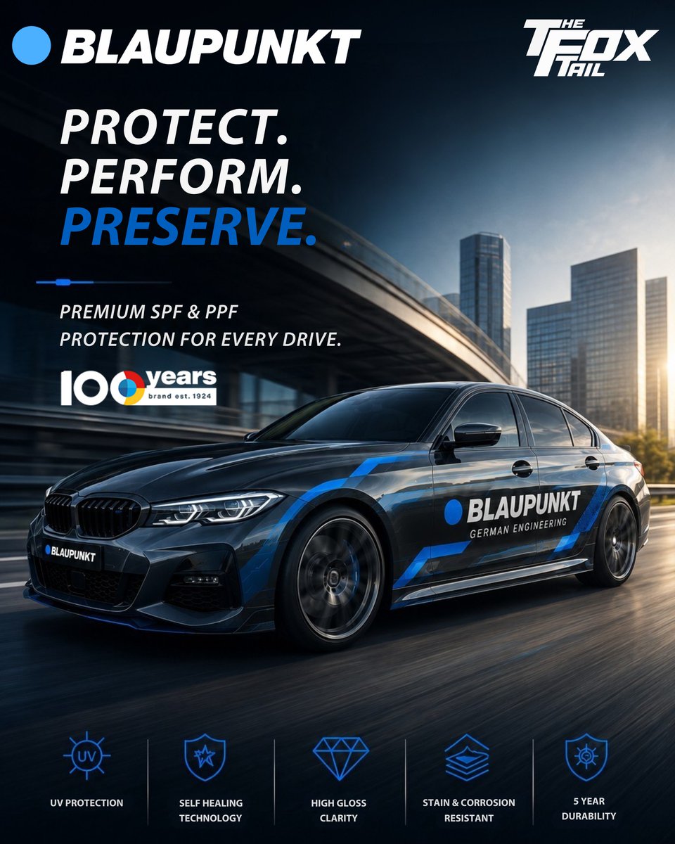 NatachaRearr's tweet photo. Protect. Perform. Preserve. Blaupunkt SPF &amp; PPF keep your vehicle looking its best through every drive, road, and season. German engineering built for lasting protection. https://t.co/o3RjWfsO3l