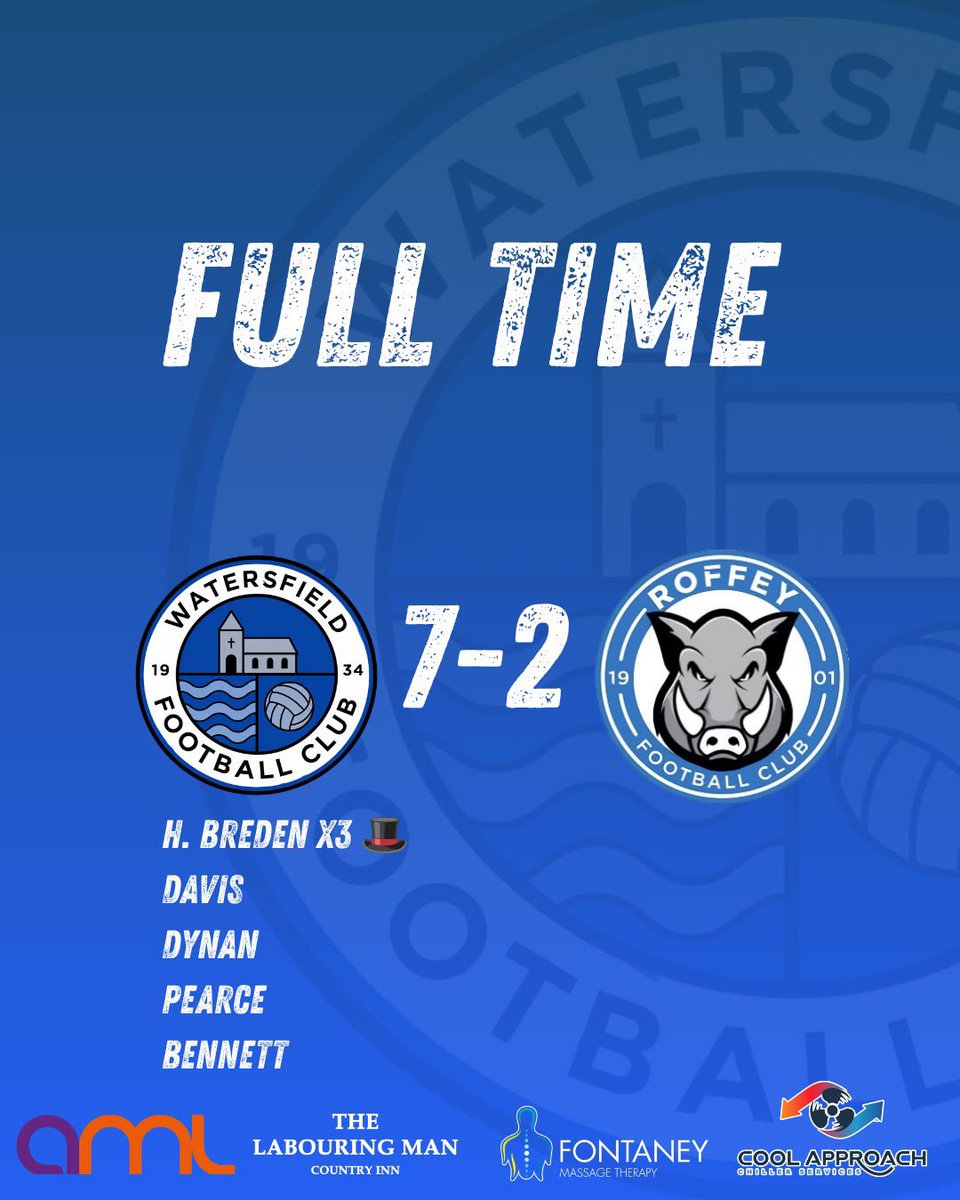 Watersfield_FC's tweet photo. FULL TIME ⚽️

TWO GAMES. TWO WINS. 13 GOALS 💙

A brilliant Saturday full of goals, The 1s progress in the cup and the Reserves get 3 points on the board👏

We go again next week 📆 https://t.co/qqG08DefBY