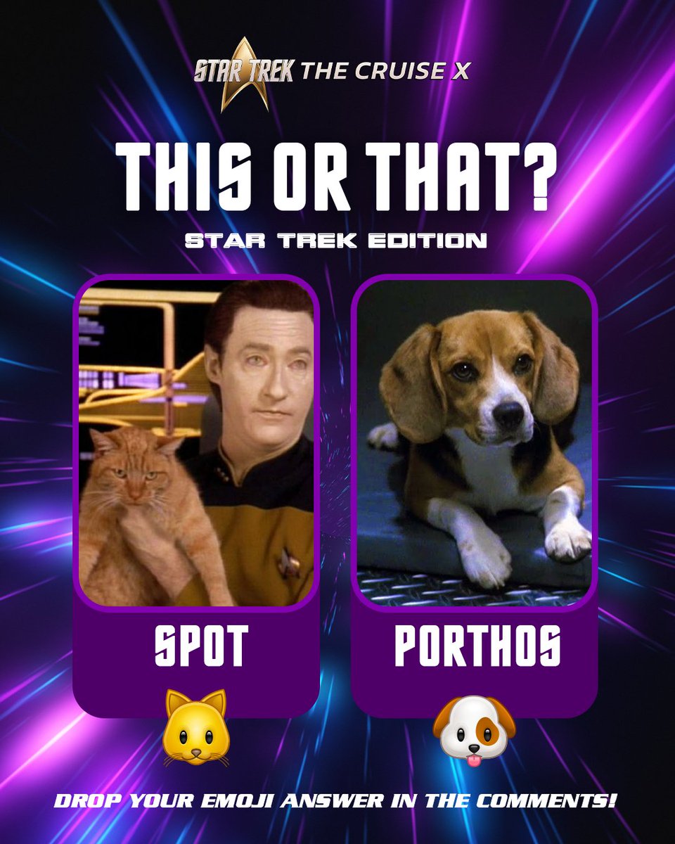 startrekcruise's tweet photo. Time to make a command decision!π Choose your answer and drop the corresponding emoji in the comments. No Kobayashi Maru loopholes allowed!β
Which side are you choosing, cruisers? πβ
#startrekcruise #makeitso https://t.co/eYeLbNsLXG