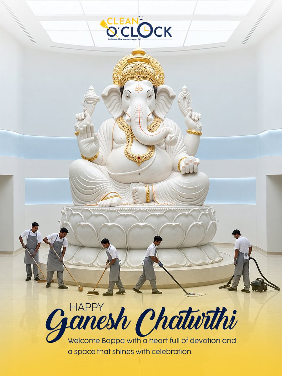 cleanoclock_'s tweet photo. May this Ganesh Chaturthi bring clean spaces, positive energy, prosperity, and countless blessings to all. 🙏💛

Warm Ganesh Chaturthi wishes from Clean O Clock! 🌸🐘
.
.
#ganeshchaturthi #ganpatibappa #happyganeshchaturthi #ganeshotsav #ganeshfestival https://t.co/5aHiqC266l