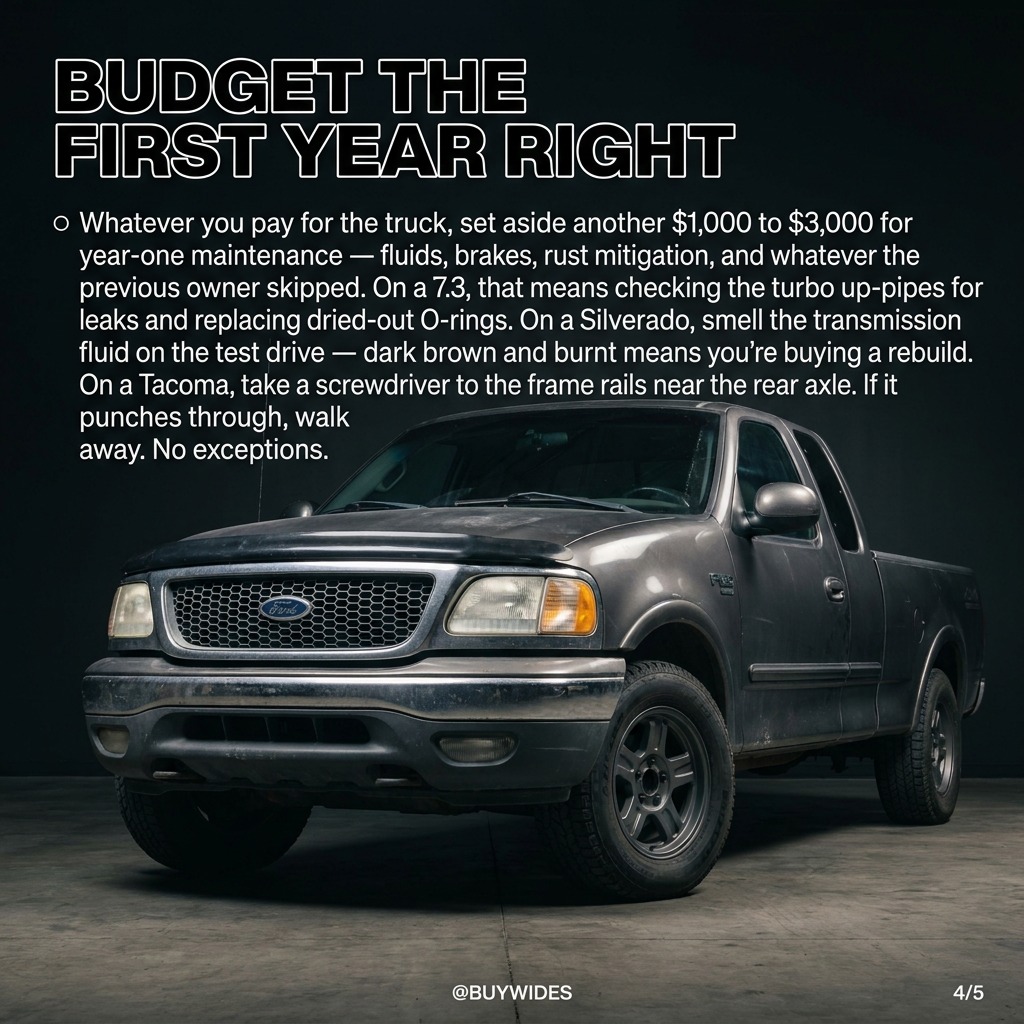 LilianaPinrt's tweet photo. $5k can still buy a capable truck if you know where to look. The sweet spot is mid-size and older body styles, not neglected work rigs. What to hunt, what fails, how to budget, and how to avoid overpaying. Never spend the full $5k on the truck. https://t.co/wuh0LJ4ufV