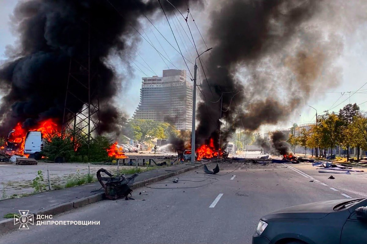 ZelenskyyUa's tweet photo. Russian drone attacks continue throughout the day today, and “shaheds” are still in the sky right now. Nearly 500 attack drones have already been launched since morning. Essentially, the Russians have expanded this war from the front lines, where they cannot achieve success, into the economy, and their tactics are as primitive as they get – destroying every facility that can help people withstand the conditions of war.

The Russians are burning warehouses with food and gas stations, pharmaceutical facilities and ordinary passenger trains, residential buildings and civilian businesses… Just in the past few days, they have struck a steel plant owned by an Indian business, an American company that produced sunflower oil, and a Polish company that manufactured plumbing fixtures. Russian attacks have targeted truck parking lots, ports, shopping malls, and energy infrastructure.

Russia wants to kill the Ukrainian economy and, through that, break our resistance. And it is important that these Russian strikes be met not only with justified responses, but also with the necessary moral and political condemnation from our partners. (1/3)