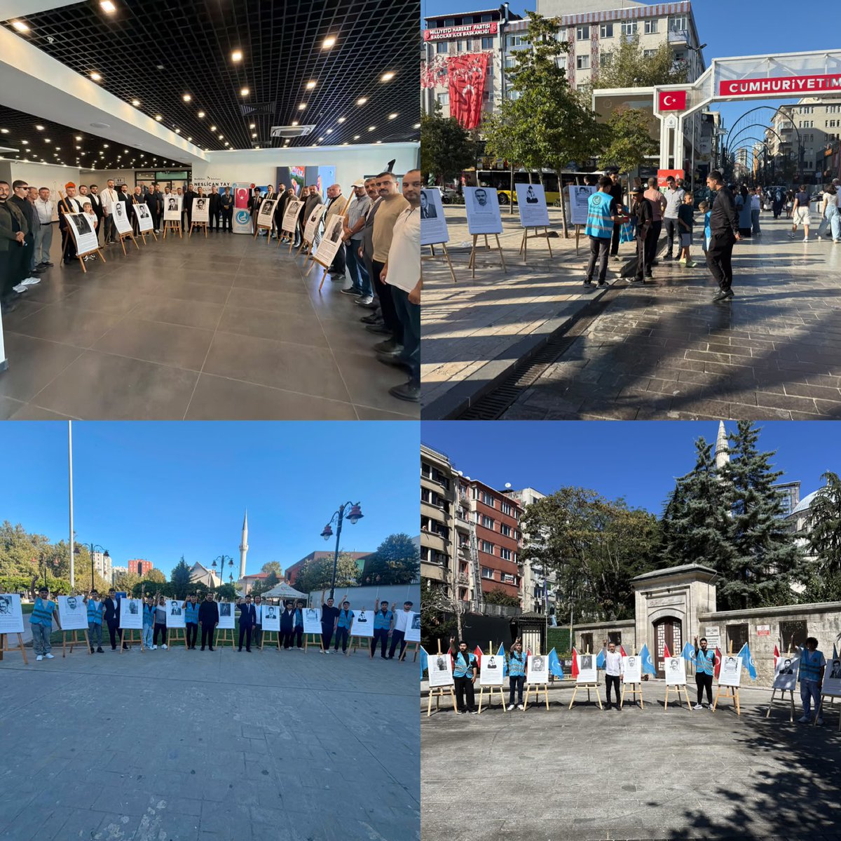 Aalparslandogan's tweet photo. Ülkü Ocakları İstanbul İl Başkanlığı olarak, 12 Eylül’de şehadete yürüyen ülkücü şehitlerimizi rahmet, minnet ve saygıyla yâd ediyoruz.

Şehitlerimizi anmak ve aziz hatıralarını yaşatmak amacıyla tüm ilçelerimizde eş zamanlı olarak resim sergileri düzenlenmiş, lokma ve lokum ikramında bulunulmuştur.

Aziz ruhları şad, mekânları cennet olsun. 🇹🇷