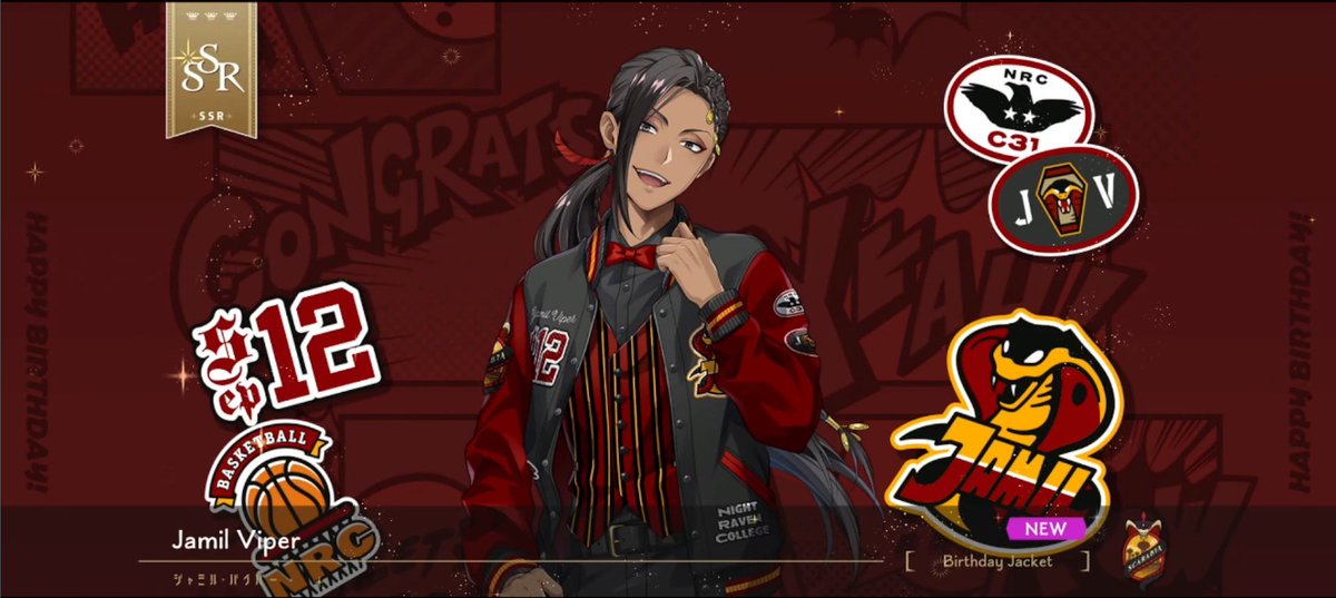 immec_912's tweet photo. Managed to get 2/5 of the 🐍 birthday cards with what I saved up. Pulled 3 SSRs but one was a dupe of the birthday jacket. I haven't gotten the 2 free tenfold summons yet so fingers crossed I get lucky! 
Being new is so much catchup work 😩 
These are my first Jamil SSRs yay! 🎉 https://t.co/5IrvfzQk04