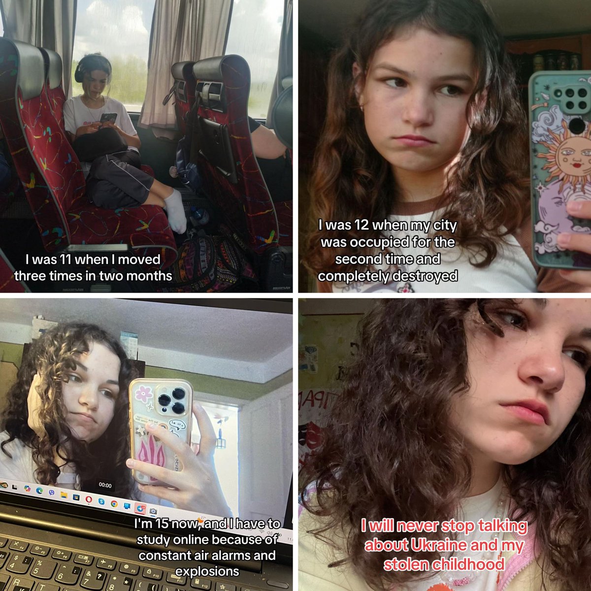 victoriaslog's tweet photo. The story of Katya from Bakhmut, Donetsk region:

▪️ She was 3 when Russia first attacked her city
▪️ She was 4 when her city was occupied for the first time
▪️ She was 11 when she was forced to flee her home
▪️ She was 11 when Russia destroyed her home
▪️ She was 11 when Russia destroyed her city completely
▪️ Now she’s 15, still living through constant explosions and forced to study online because of them

Katya has spent almost her entire life living with Russia’s war. She will never forgive russians for stealing her peace, her home, and her childhood.