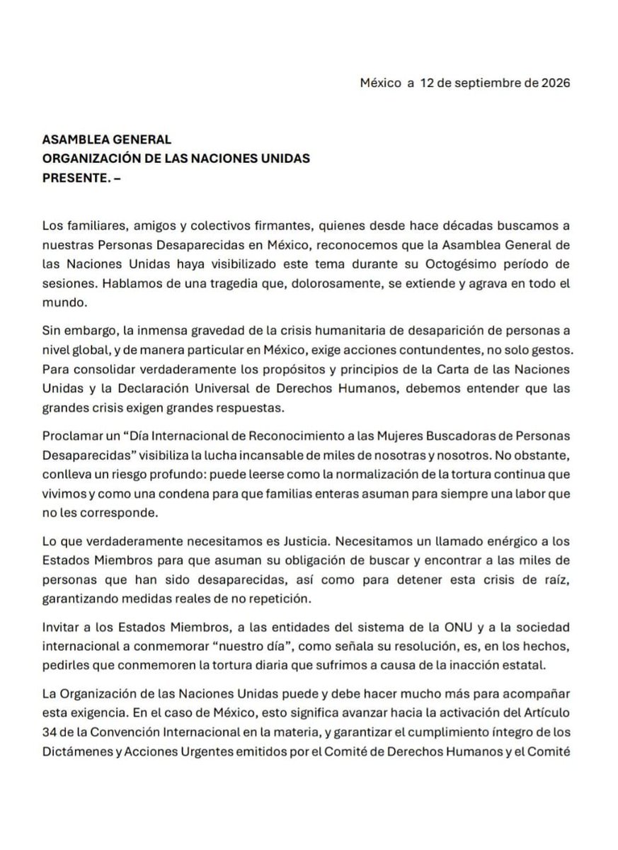 FUNDENL's tweet photo. "Institucionalizar esta fecha se siente como una validación de que las familias debemos 
seguir haciendo el trabajo que al Estado Mexicano le corresponde, mientras sus 
instituciones continúan simulando que buscan" https://t.co/aW3nAcz6rW