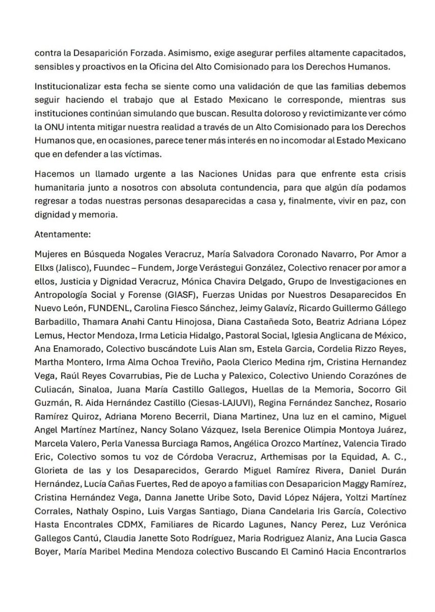 FUNDENL's tweet photo. "Institucionalizar esta fecha se siente como una validación de que las familias debemos 
seguir haciendo el trabajo que al Estado Mexicano le corresponde, mientras sus 
instituciones continúan simulando que buscan" https://t.co/aW3nAcz6rW