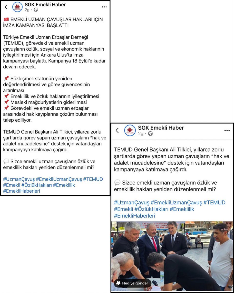 alitilkici38's tweet photo. TEŞEKKÜRLER SGK EMEKLİ HABER

Uzman çavuşlarımızın hak ve adalet mücadelesine verdiğiniz değerli medya desteği ve sesimizi kamuoyuna duyurmanız bizler için çok kıymetlidir.

İmza kampanyamızı haberleştirerek mücadelemize destek olan SGK Emekli Haber ailesine teşekkür ediyoruz.

Bu mücadele, vatanımız için yıllarca fedakârca görev yapan uzman çavuşlarımızın hak ettikleri özlük ve sosyal haklara kavuşması içindir.

Gücümüz, milletimizin desteğidir. 🇹🇷

📌 SGK Emekli Haber’in kampanyamızla ilgili haberi:

https://t.co/QtFLp9f1qK

Teşekkürler SGK Emekli Haber.
Hak ve adalet mücadelemize verdiğiniz destek bizim için değerlidir.
#UzmanÇavuş
@TEMUD_2024
