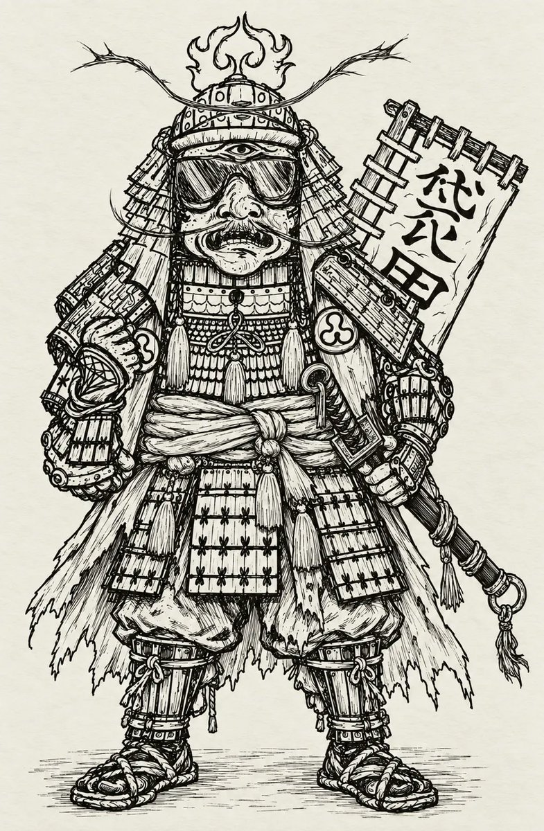 MuseForge434's tweet photo. While waiting for the original 1/1 Fukuro Jinbutsu (BagMan) illustration NFT to show up I'm pleased to announce that the limited #Flare #Samurai series is open and available to mint!
Inspired by #XRPBags and his song #FlareSamurai
#XRP #XRPArmy #XRPL #NFT
$XRP https://t.co/eN4FPsPjiI