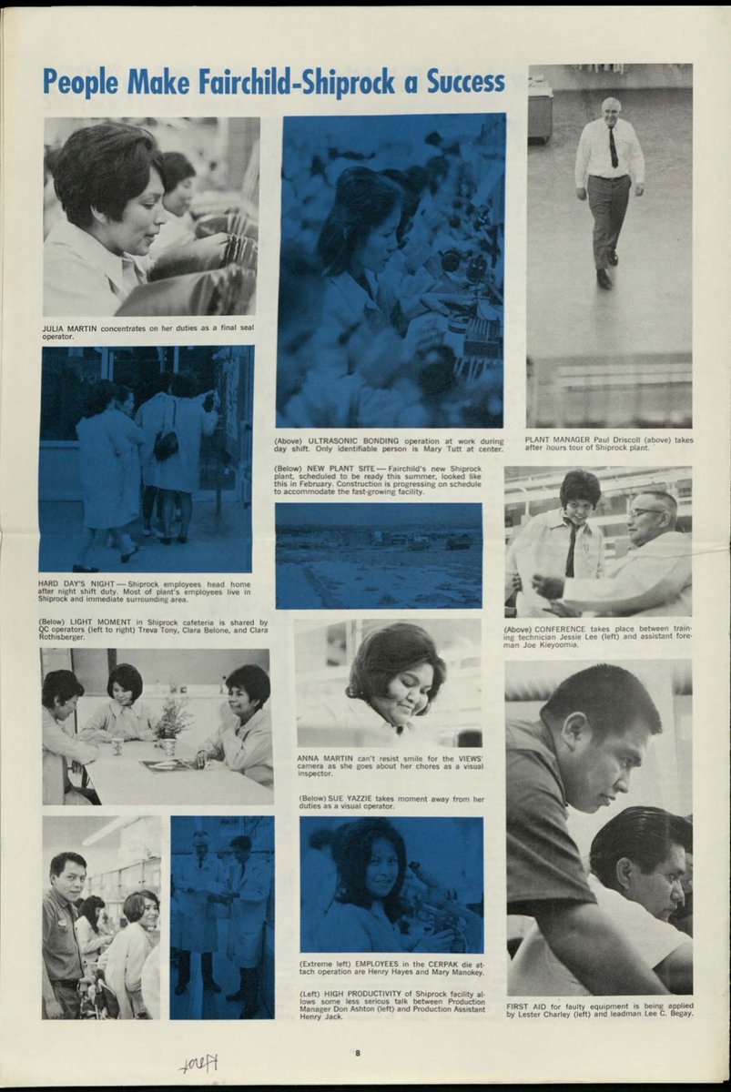 withtenacity's tweet photo. The Fairchild manufacturing plant in Shiprock employed 1200 people, mostly Navajo women, and became one of Fairchilds most successful plants, with unbelievably low defect rates.

Fairchild even concluded one of their pamphlets with a traditional Navajo chant, Song of the Earth Spirit.