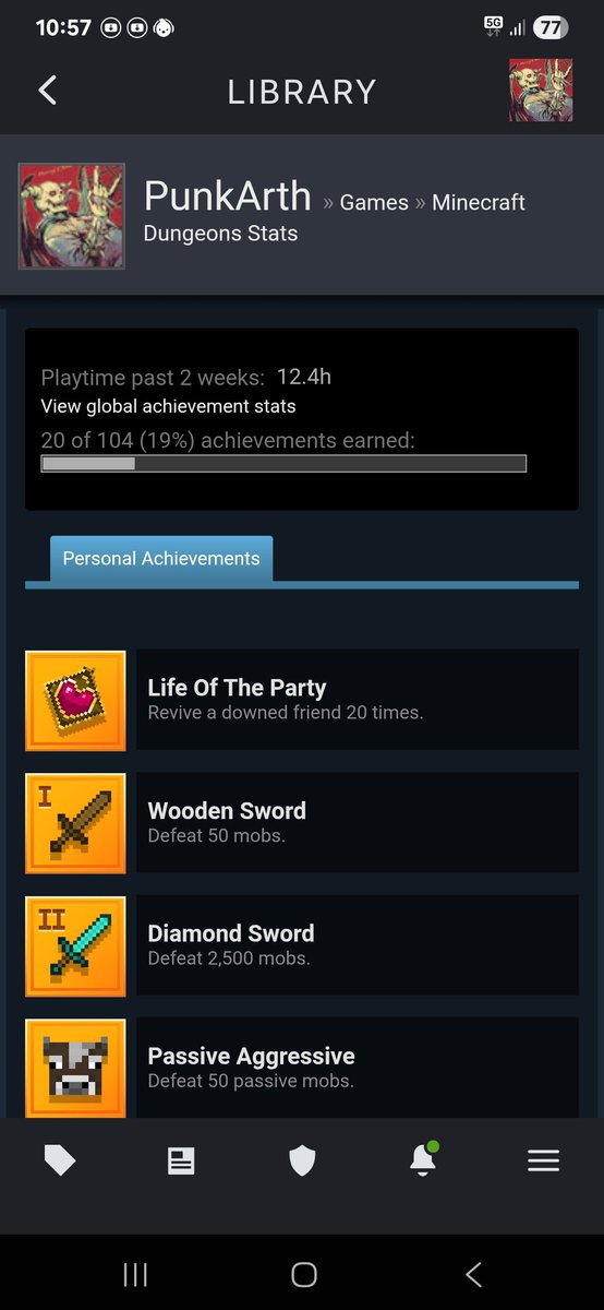 054_Arth_'s tweet photo. @senshi_real Print das conquistas do mine dungeons na steam pq meus amigos q jogam no console mandaram as da playstation e tinha so 26 ou 29 https://t.co/Mb9GnMmBGm