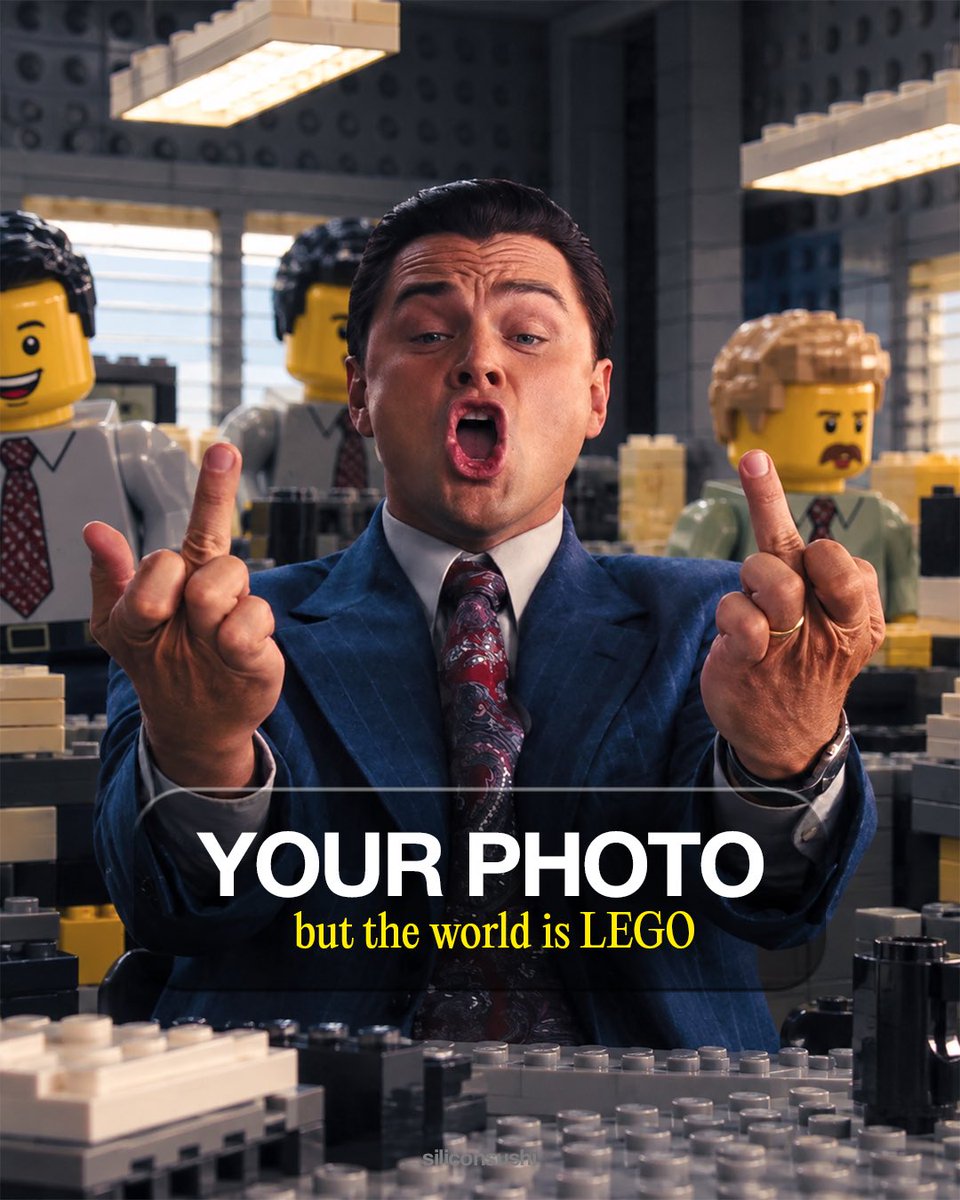 siliconsushi's tweet photo. I wanted to see if AI could turn an entire photo into a #LEGO world without changing the person.

So I made a prompt for it.
Same subject. Same pose. Same composition. Everything else → LEGO. 🧱

Comment “LEGO” and I’ll send you the prompt + guide.

#aiphotography #generativeai https://t.co/QaMhDMElPF
