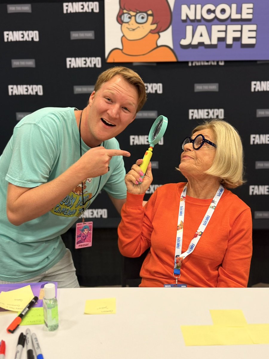 ScoobyandCam's tweet photo. Jinkies! 🧡 What an incredible way to celebrate Scooby-Doo’s 57th birthday!

I had the absolute honor of meeting the legendary Nicole Jaffe, the original voice of Velma Dinkley from Scooby-Doo, Where Are You! at Fan Expo Dallas! 🔍

Getting to meet the voice behind one of Mystery Inc.’s most iconic characters was truly a dream come true. Velma has been such a special part of the Scooby-Doo legacy, and this is a moment I’ll cherish forever. 🥹

With Scooby’s big 57th birthday happening tomorrow, I can’t think of a more amazing way to celebrate the franchise I love so much!

Thank you, Nicole, for making this such a memorable experience. Jinkies, what a day! 🧡 👓 

— Scooby-Doo & Cameron Too

#ScoobyDoo #VelmaDinkley #NicoleJaffe #FanExpoDallas #ScoobyDooAndCameronToo @FANEXPODallas