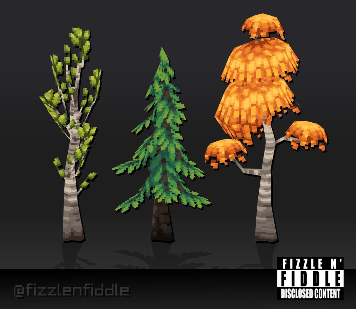 fizzlenfiddle's tweet photo. Tree Pack

#Minecraft #Blockbench #Lowpoly https://t.co/tLus0SuAzb