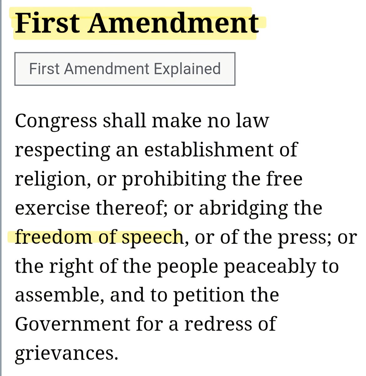 named_Karen's tweet photo. Your disregard for the Supreme Law of the Land does not negate validity of legal truths established by our government including the Supreme Court, which has determined "freedom of expression" (except true threats, incitement, and abscenity - which society is sadly determining is obsolete) is covered under First Amendment protections. 

Freedom of expression is covered under the Frst Amendment.