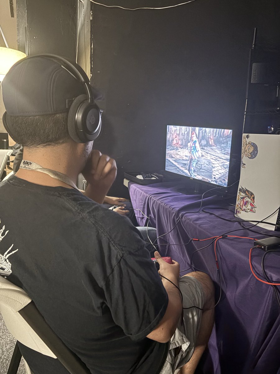 RVAFGC's tweet photo. #tkr #tekken8 I was a little slow taking pictures today running our 21 person Tekken bracket, but here are some pictures of our pools area (where spectators are sitting now), one of our top 8 games, and our caster’s station at The King Returns 42. https://t.co/SX3ehDKIL8