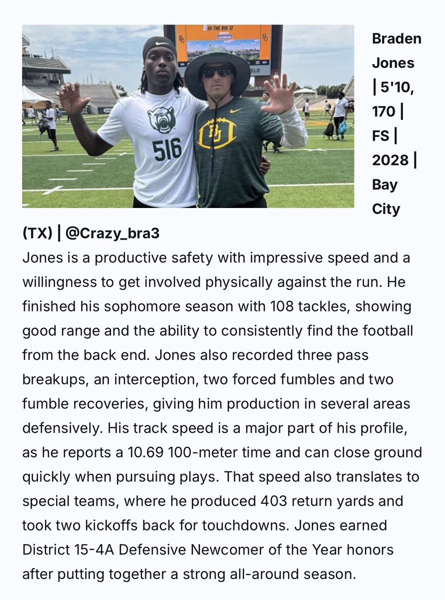 Crazy_bra3's tweet photo. Appreciate the write up once agian @sixstarfootball‼️
@CoachRJones_ @BCHSFBall @qdiggs6 @coach_granville @GPowersScout @Matt_Stepp817 https://t.co/wpAKaRA9zx