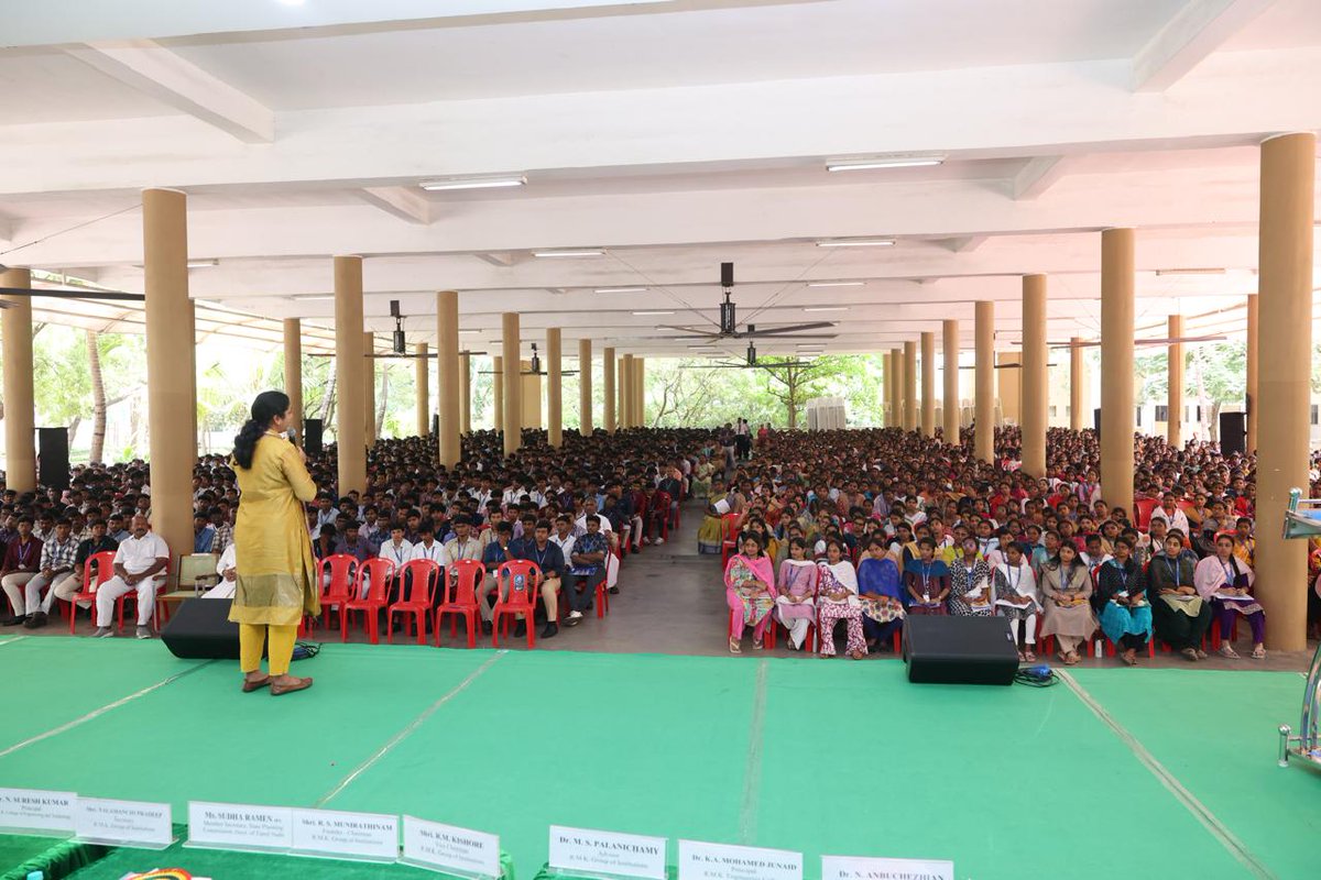 rmk_college's tweet photo. R.M.K. Group of Engineering Colleges proudly hosted an Eminent Lecture as part of the Student Induction Programme 2026–27, organized by the Department of Science &amp; Humanities.

🎙️ Chief Guest:
Ms. Sudha Ramen, IFS
Member Secretary, State Planning Commission, Government of TN https://t.co/wtZTPQlGBB