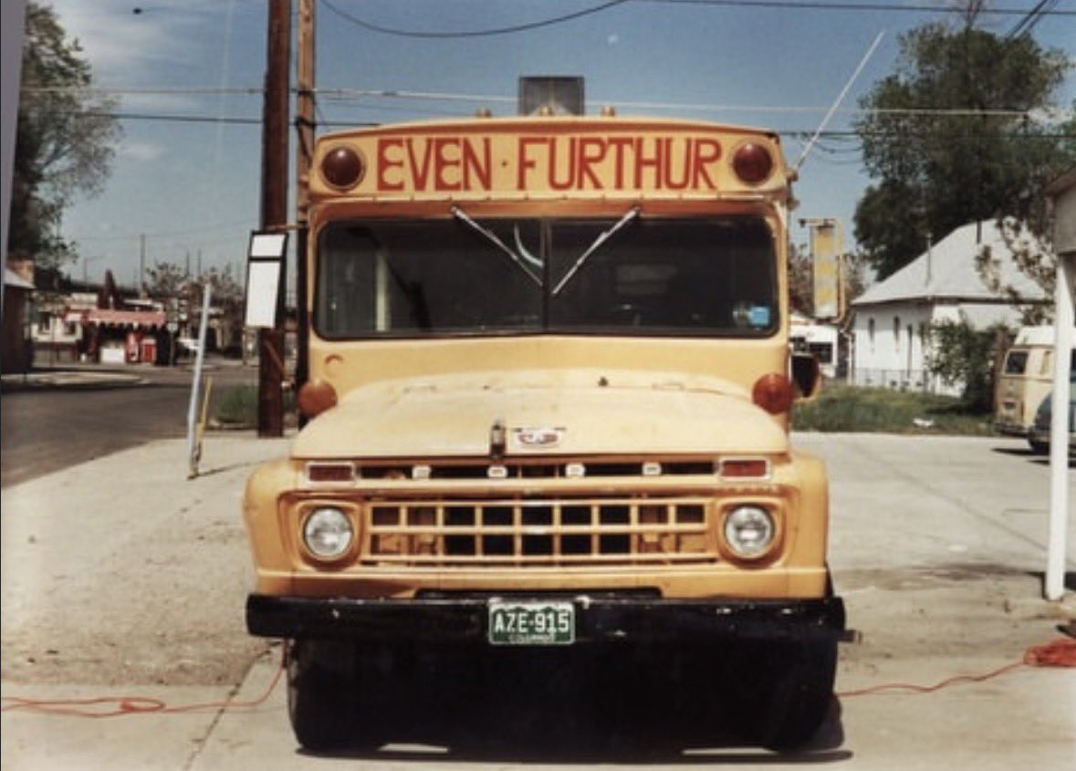 Myblackdiary93's tweet photo. Psychic TV tour bus called "Bussy". It was a converted 1966 Ford school bus that served as their primary tour vehicle from 1988-1990 https://t.co/z8BbXEVojq