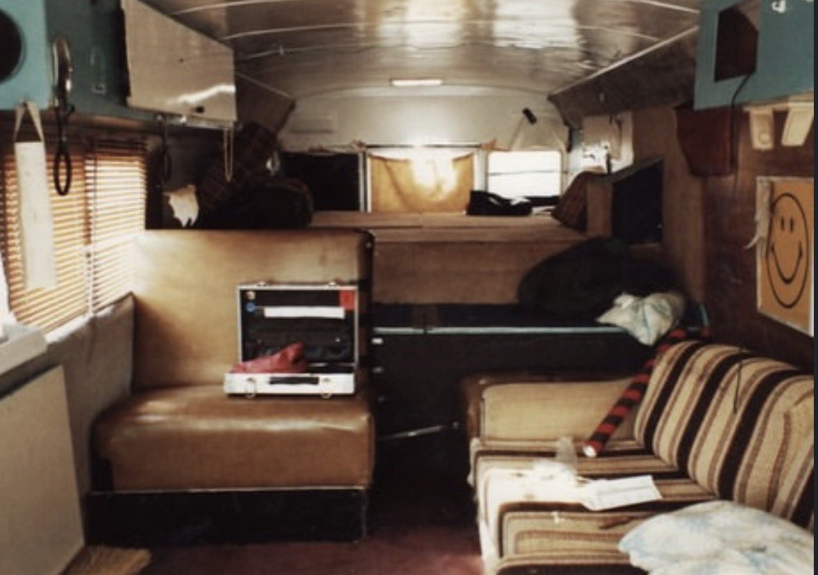 Myblackdiary93's tweet photo. Psychic TV tour bus called "Bussy". It was a converted 1966 Ford school bus that served as their primary tour vehicle from 1988-1990 https://t.co/z8BbXEVojq