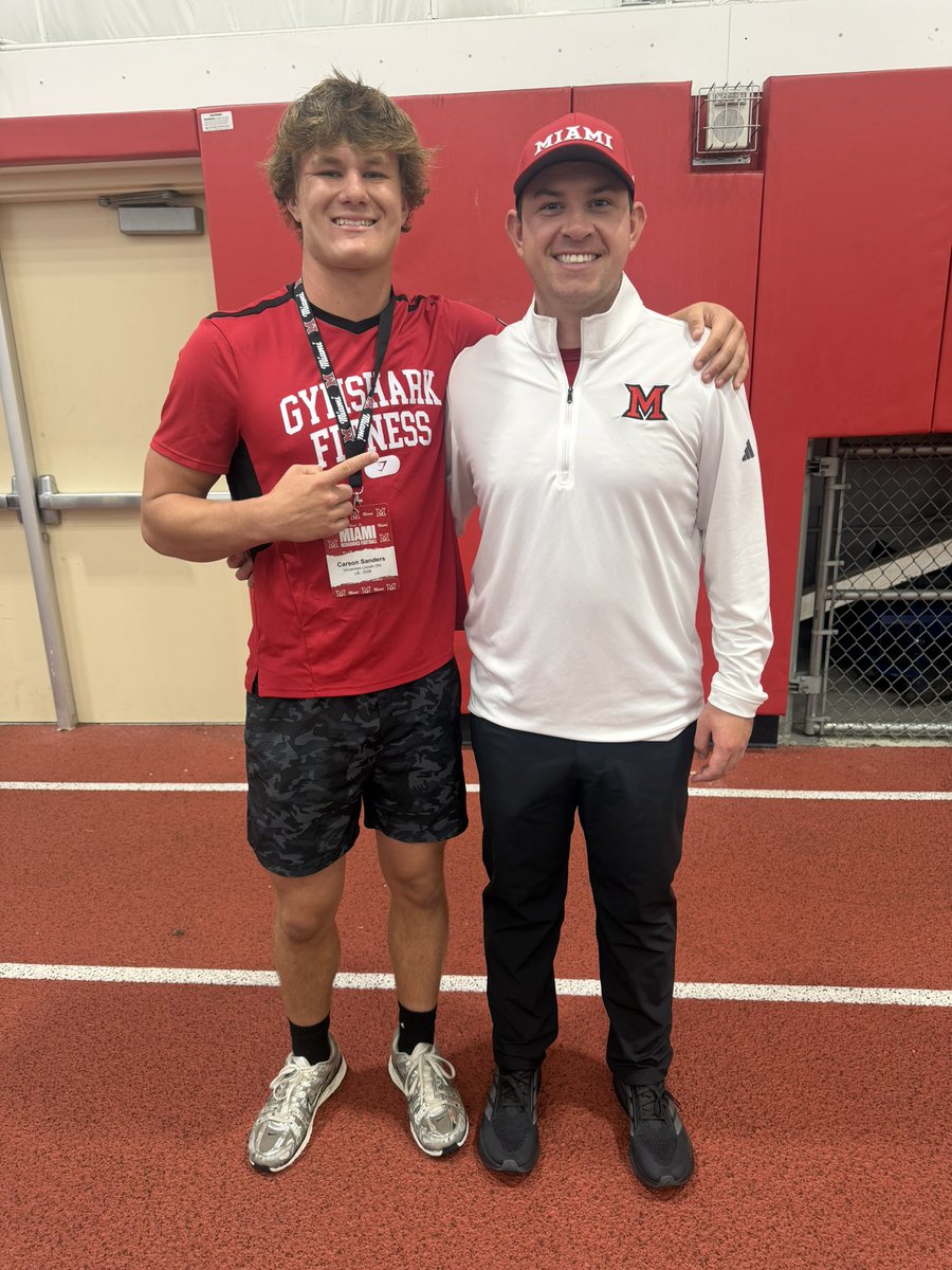 sanders_carson2's tweet photo. Thank you @LeoOtt123 for the invite to @MiamiOHFootball it was a great atmosphere and great conversations with @CoachPlum_  can’t wait to be back. @Bryan_Ault @sixstarfootball @AllenTrieu @Blake_Littman @CoadyKeller1 @CoachBrechin @CoachPlum_ @PrepRedzoneIN @FFBallAllDay @SidelinePreps @TomLoy247  @Martin_Miami_HC @drew15martin @VLHSfootball @Coach_Beaman
