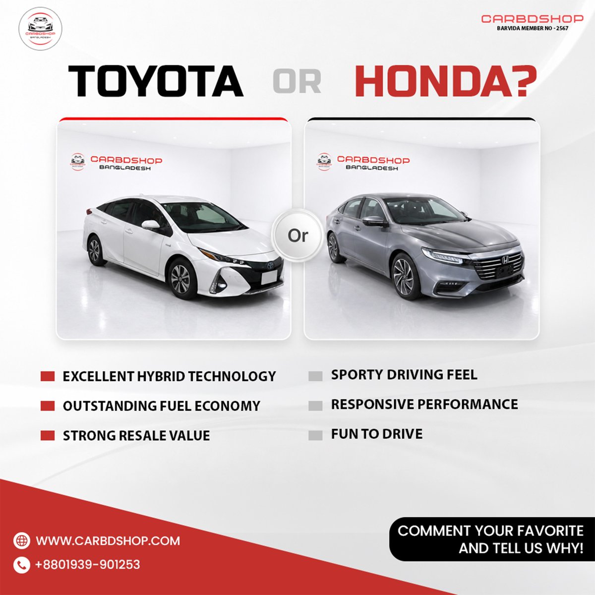SharronSchepp's tweet photo. Toyota or Honda? One is known for reliability, the other for a sporty driving feel. If you could choose only one, which would it be? Tell us in the comments. https://t.co/M1HpgJ4MLC