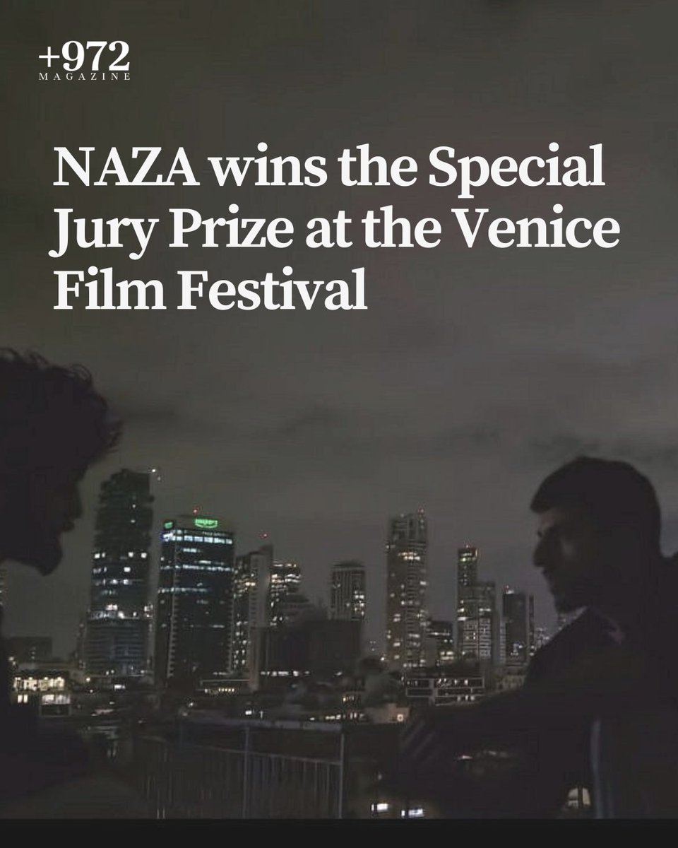 972mag's tweet photo. Congratulations to +972 Magazine’s investigative reporter @yuval_abraham  and co-director Rachel Szor on winning the Special Jury Prize at the Venice Film Festival for their film “NAZA.”

NAZA draws in part on investigations published by +972 Magazine, The Guardian and @mekomit https://t.co/b2KWLgwxJl