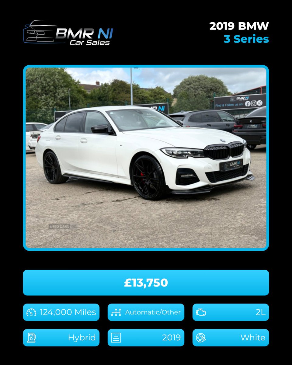 CharlottKicpvu's tweet photo. 2019 BMW 330e M Sport Auto. White, heated leather, reversing camera, 124, 000 miles, 2L hybrid. Includes 3-month warranty. Part exchange welcome. Omagh, Tyrone. £13, 750 https://t.co/AYoP6KYVH3