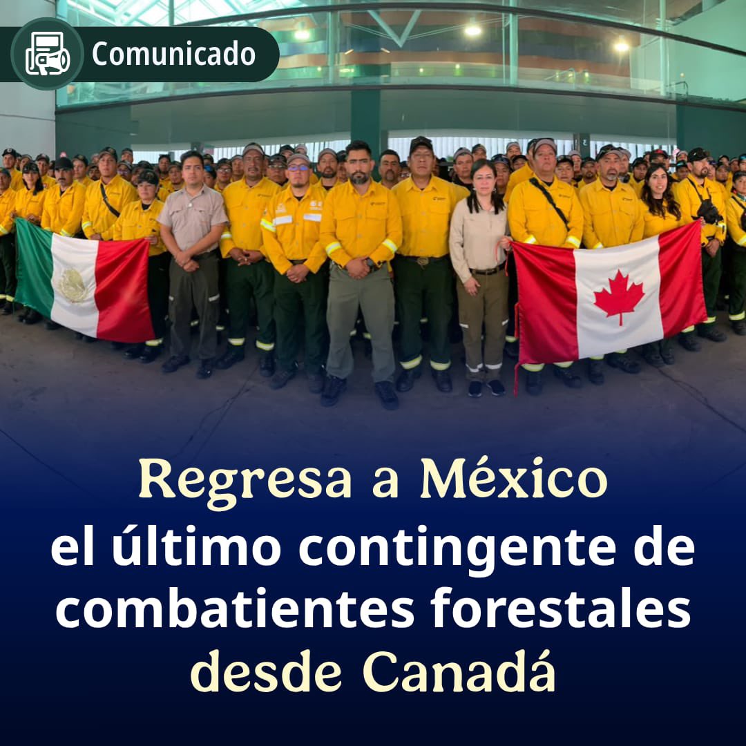 SEMARNAT_mx's tweet photo. 📄 #COMUNICADO | México concluye misión de apoyo a Canadá en el combate de incendios forestales.

➡️ https://t.co/N73r0P49lI
#SomosMedioAmbiente https://t.co/Df1elTHaAF