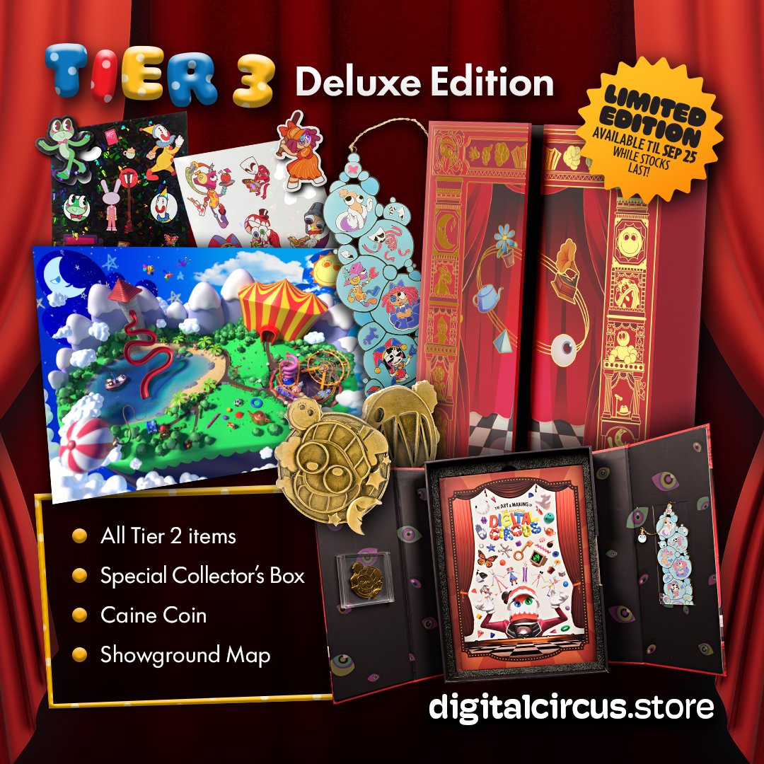 glitch_prod's tweet photo. Concept art, production stories and Kinger - the new Art and Making of The Amazing Digital Circus book has it all! 🎪
The special hardcover edition and more are available until September 25! https://t.co/WF7lb3fKdo