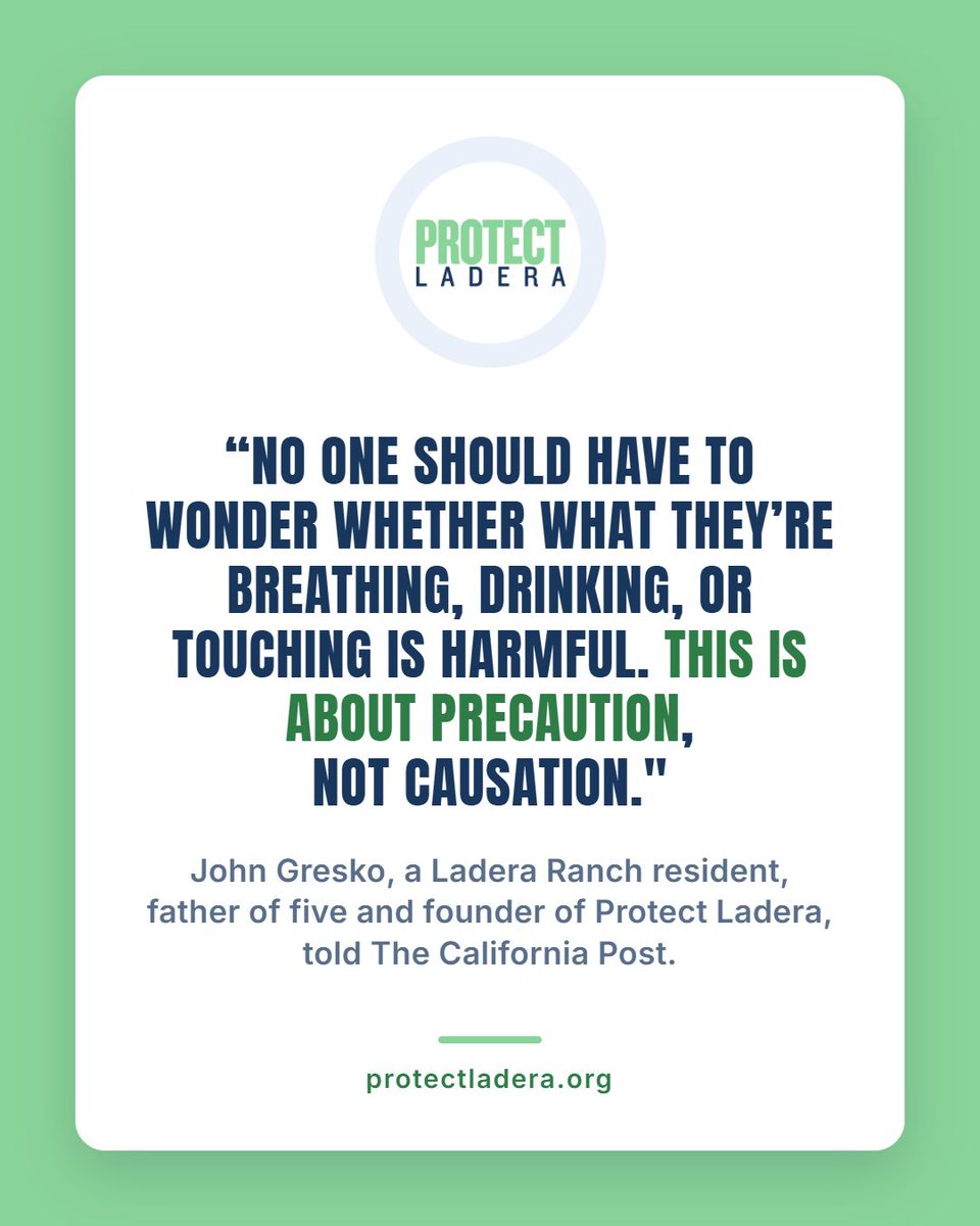 protectladera's tweet photo. John Gresko, founder of Protect Ladera, on why precaution matters: "No one should have to wonder whether what they're breathing, drinking, or touching is harmful. This is about precaution, not causation." 

Link in bio.

#ProtectLadera #LaderaRanch #EnvironmentalProt... https://t.co/fEEWD4RRbl