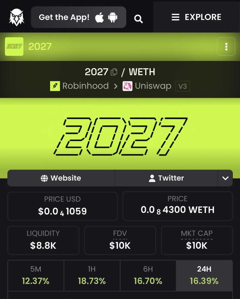 2027RH's tweet photo. Dexscreener has been updated
$2027 https://t.co/ZiUbBYm2kY