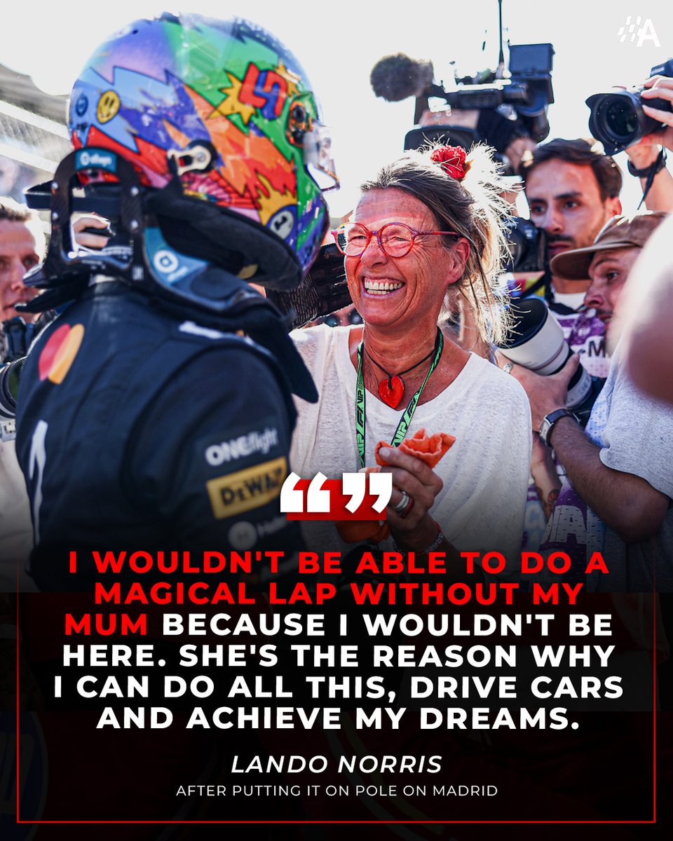 autosport's tweet photo. Lando paid tribute to his mum after his "magical" lap in Madrid ❤️ https://t.co/0Vt7f6b5ON