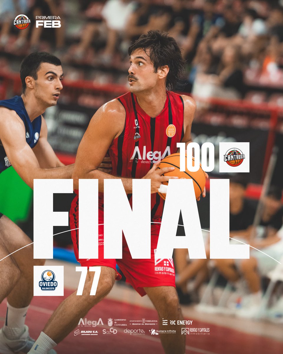 GrupoAlegaCant's tweet photo. 🏀 FINAL 🏀

Grupo Alega Cantabria 100 - 77 Alimerka Oviedo Baloncesto

#5AñosdeOro #BaloncestoenCantabria #PrimeraFEB https://t.co/SuYIwhlXqY