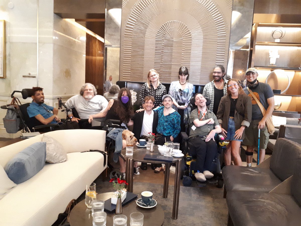 DisabilityChall's tweet photo. We had a great time in Toronto at the St. Regis hotel where EDFC Participants in the area and cast and producers from BEING HEUMANN got to meet up and discuss the Film Challenge. Old friends got to catch up and new friends were made. We’re so grateful for the disability community and how connections are made all over the world. 

ID: Group of people with and without disabilities gather in the lounge at the St. Regis. 

 #disabilityfilmchallenge #easterseals #DisabilityFilm #DisabilityStories #DisabilityInclusion