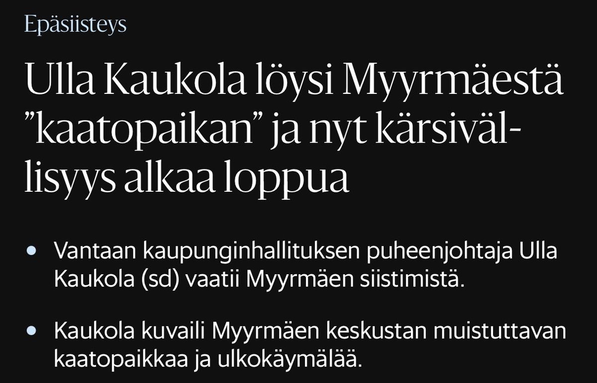 ramikurimo's tweet photo. ”Kaatopaikka”

Minkä muutoksen seurauksena Myyrmäki on alkanut muistuttaa ”kaatopaikkaa” ja ”ulkokäymälää”?

Lähde: HS https://t.co/N8EdytoERC