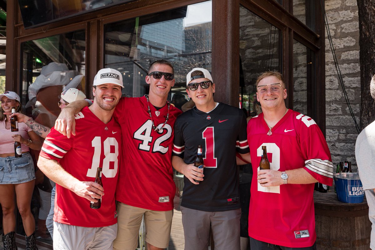 OhioStAthletics's tweet photo. From Columbus to Austin, Buckeye Nation doesn’t let up 🌰 https://t.co/ZTzayi76Oj