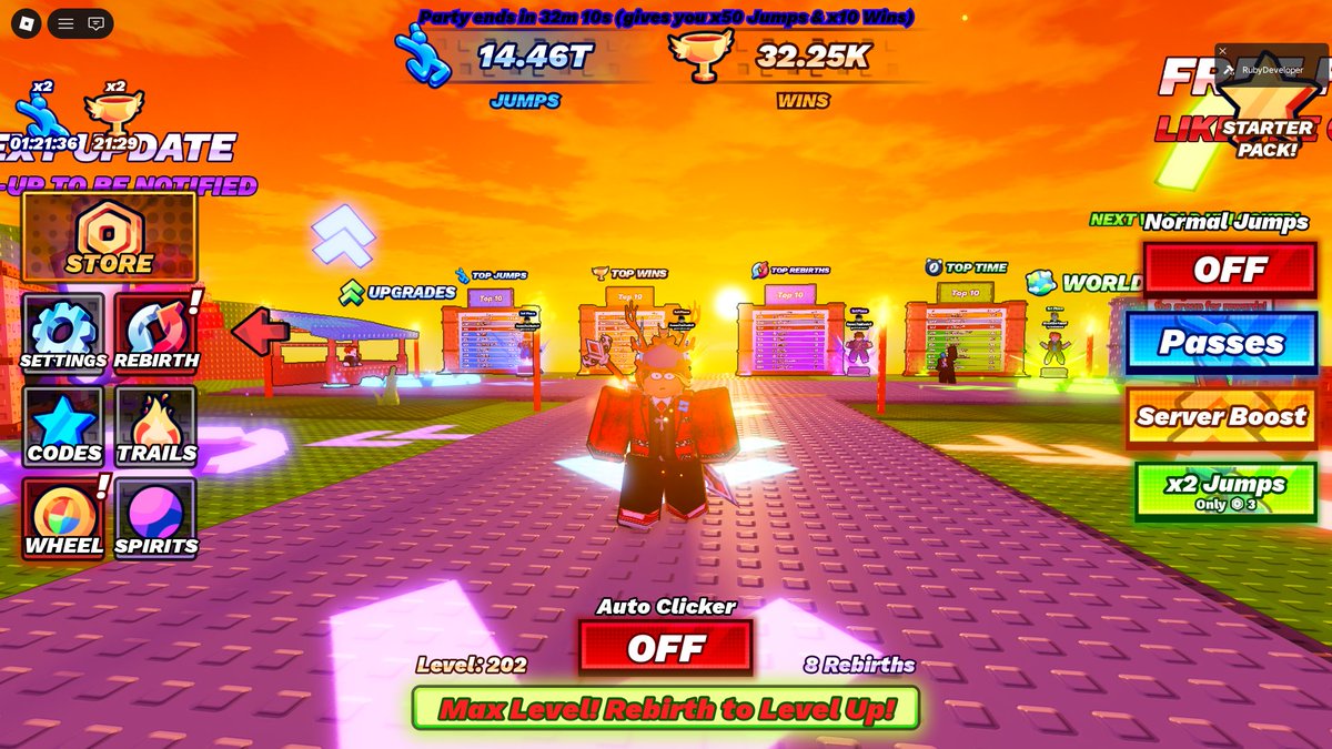 RubyDevRBLX's tweet photo. 💥EVENT PARTY NOW LIVE IN CLICK FOR +1 JUMP! Ends at 2:40 pm CST!

Play here:
https://t.co/RxPqEKNbQv https://t.co/zg5H0mb9Ey