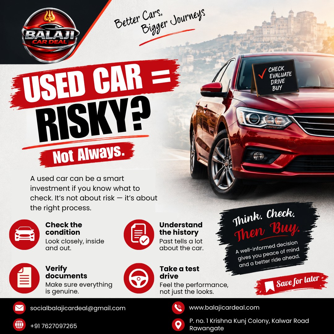 OzellEntinvh's tweet photo. Used car = risky? Not if you inspect it right. Before you say “Deal pakki! ”, check the condition, verify documents, review its history, and take a proper test drive. Think. Check. Then buy. A smart deal starts with a smart inspection. https://t.co/HCnwGmFX0B
